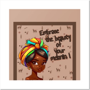 cartoony black beauty with african turban Posters and Art